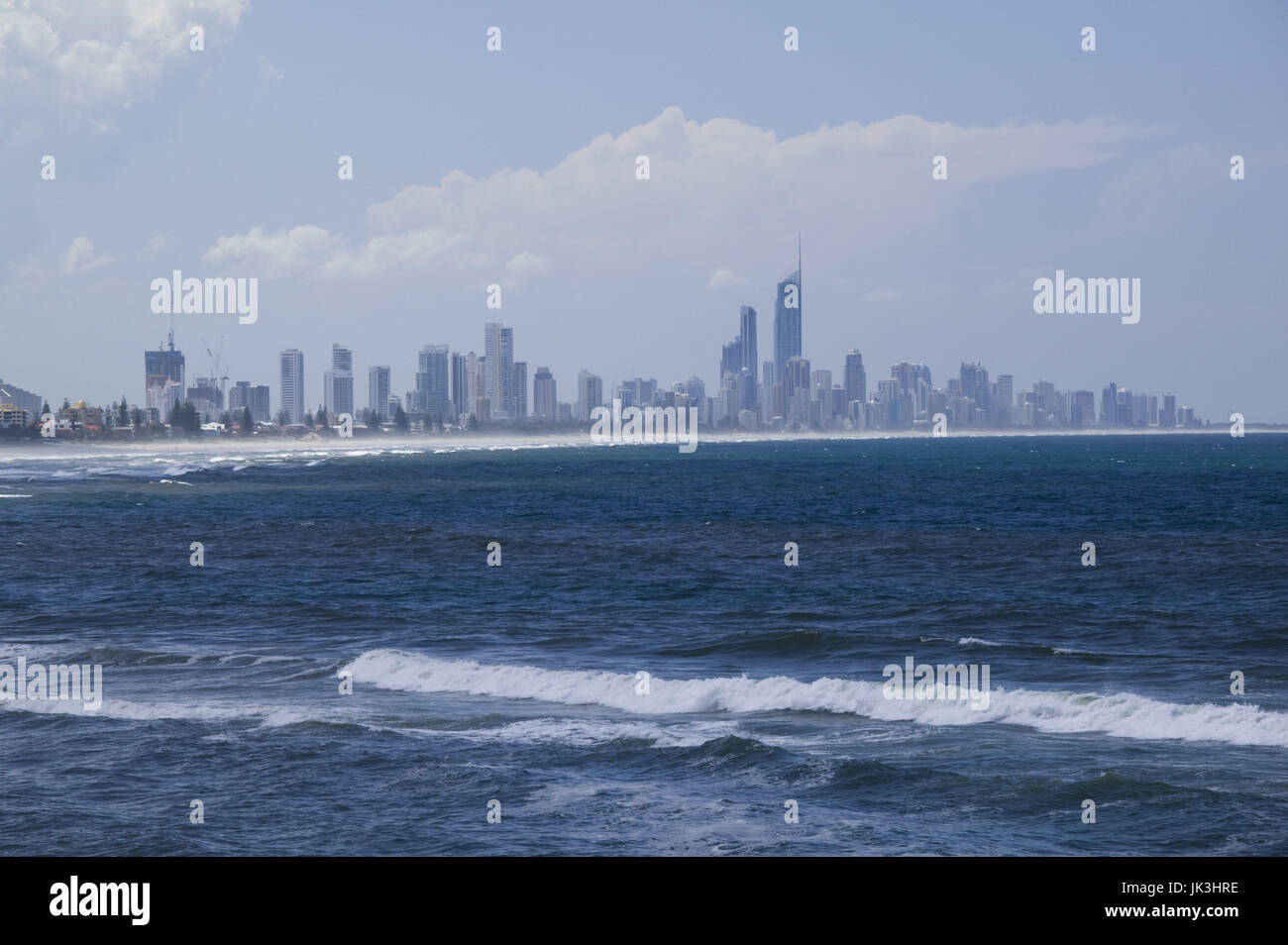 Australia, Queensland, Gold Coast, Burleigh Heads, Seaside Skyline of