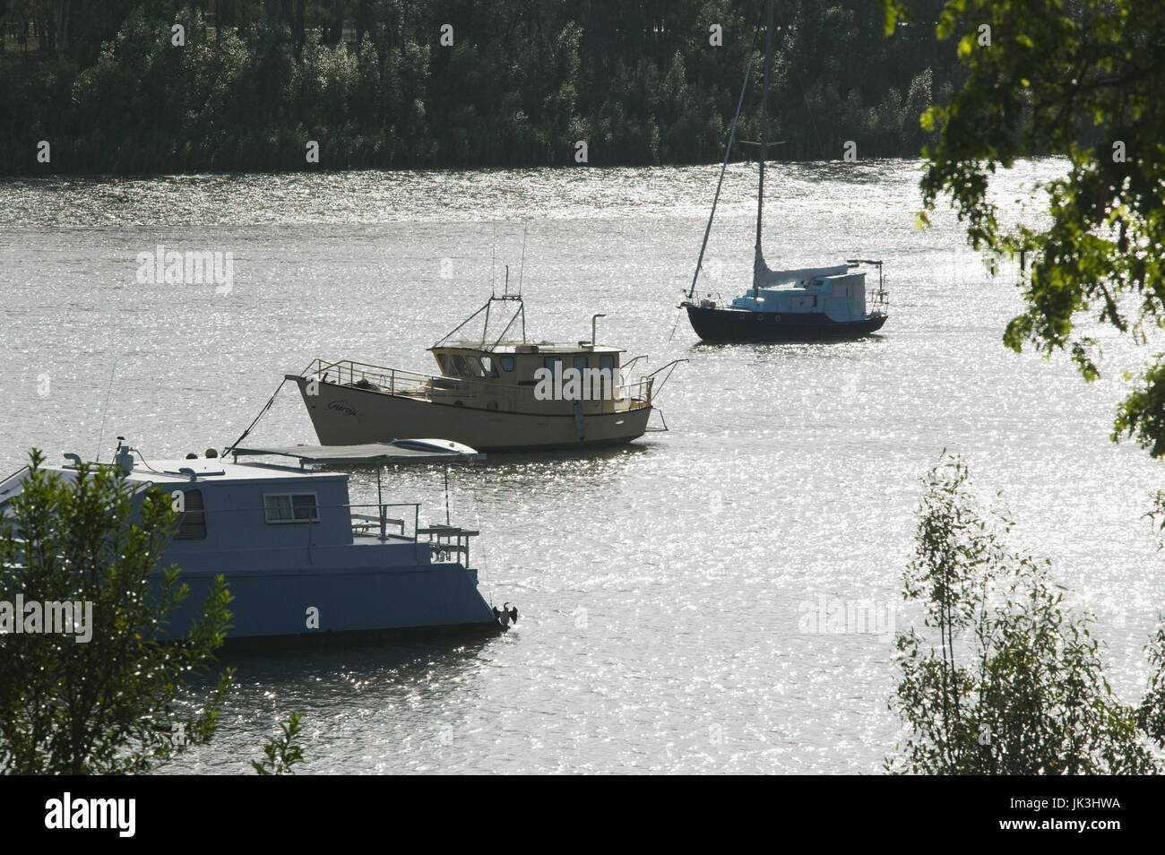 Australia, Queensland, Capricorn Coast, Rockhampton, Boats on the Fitzroy River, Stock Photo