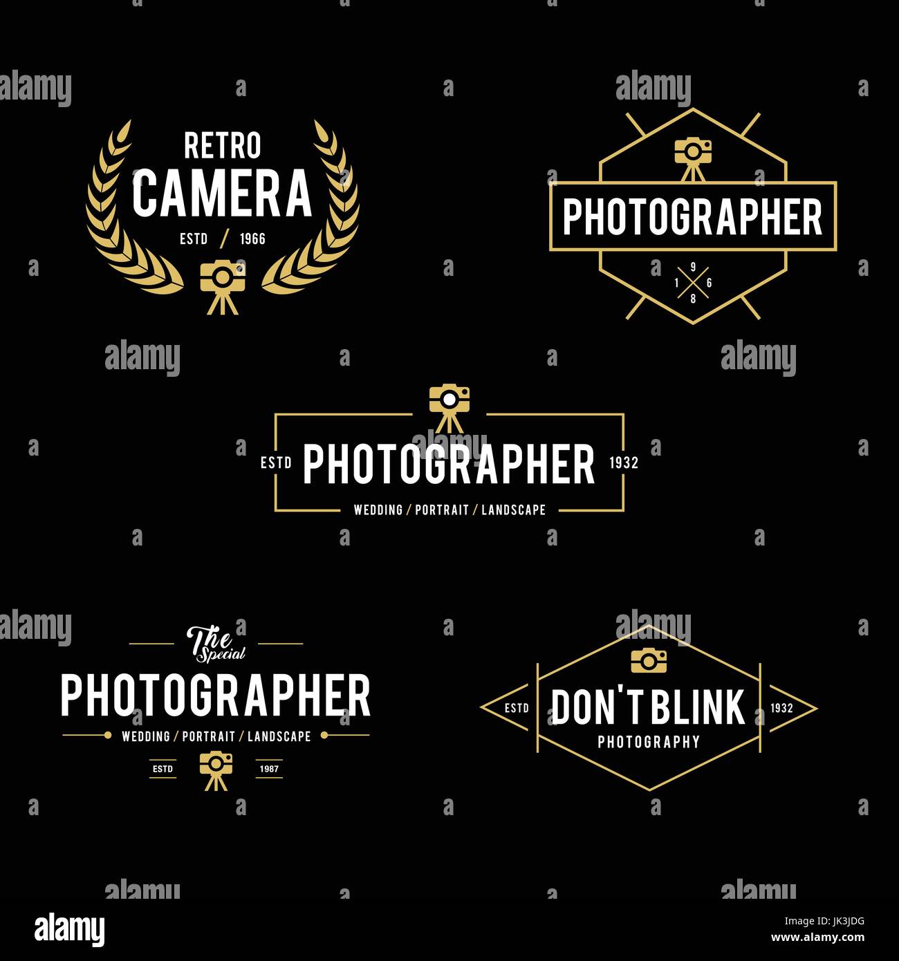 Set of Vintage photography badges and labels Stock Vector