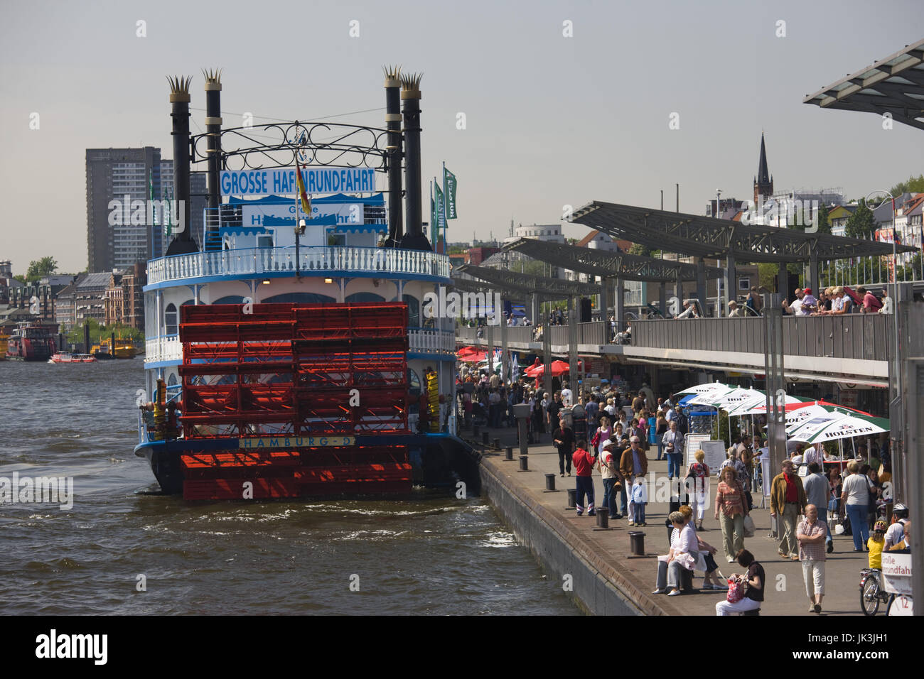 Germany, State of Hamburg, Hamburg, Harbour on Elbe River Stock Photo ...