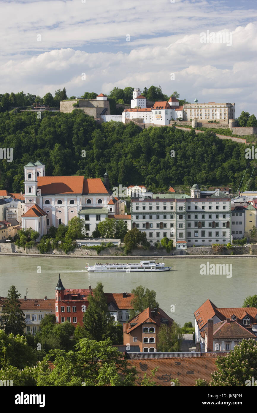 Germany, Bavaria, Passau, Inn River view from Mariahilf monastery Stock ...