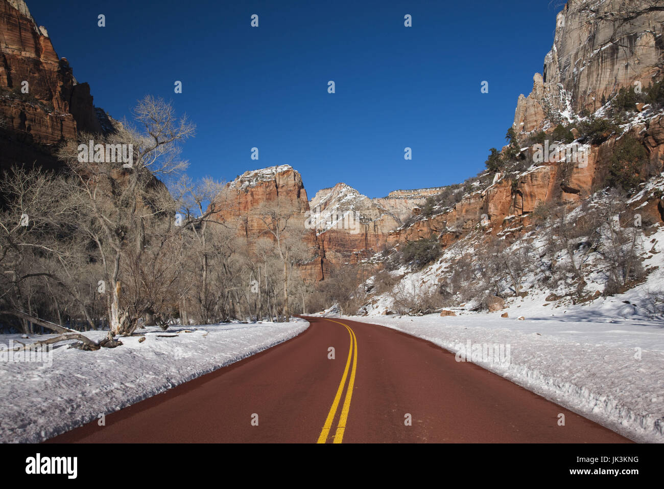 USA, Utah, Zion National Park, Zion Canyon Scenic Drive, winter Stock