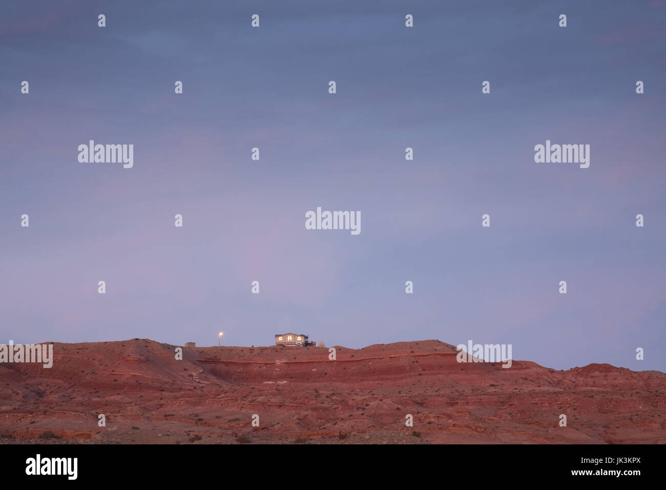 USA, Utah, Hanksville, small middle desert house, dusk, winter Stock