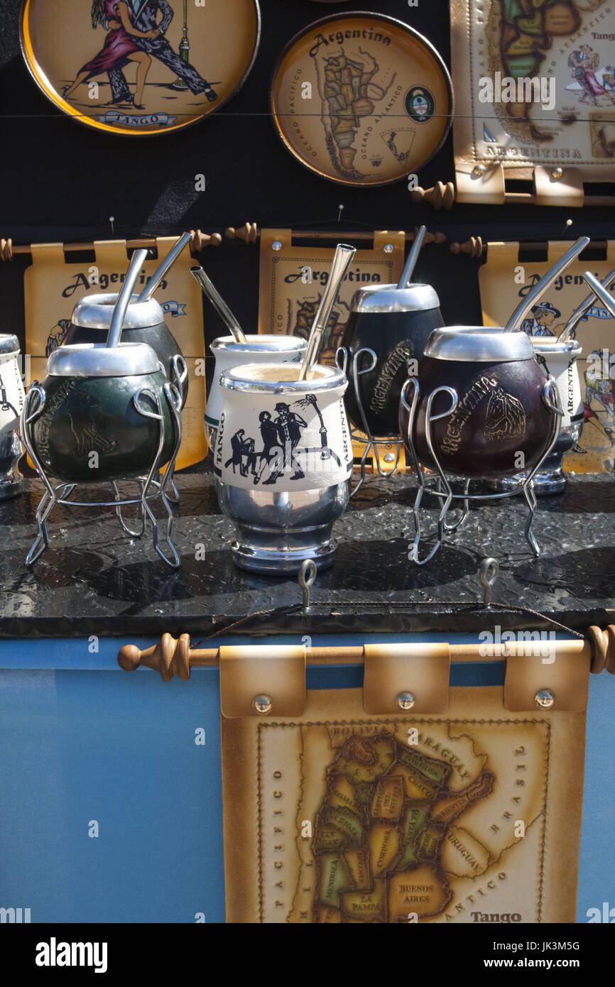 Argentina, Buenos Aires, Plaza de Mayo, Argentine souvenir mate cups Stock Photo