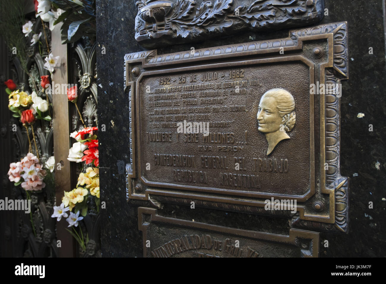 Argentina, Buenos Aires, Recoleta, Recoleta Cemetery, tomb of Eva Duarte Peron, Evita, former first lady Stock Photo