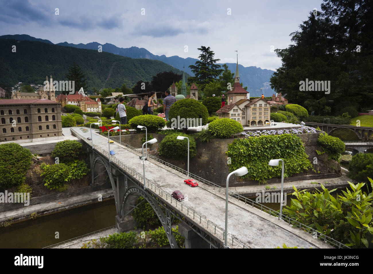 Switzerland, Ticino, Lake Lugano, Melide, Swissminiatur, Miniature Switzerland model theme park, NR Stock Photo