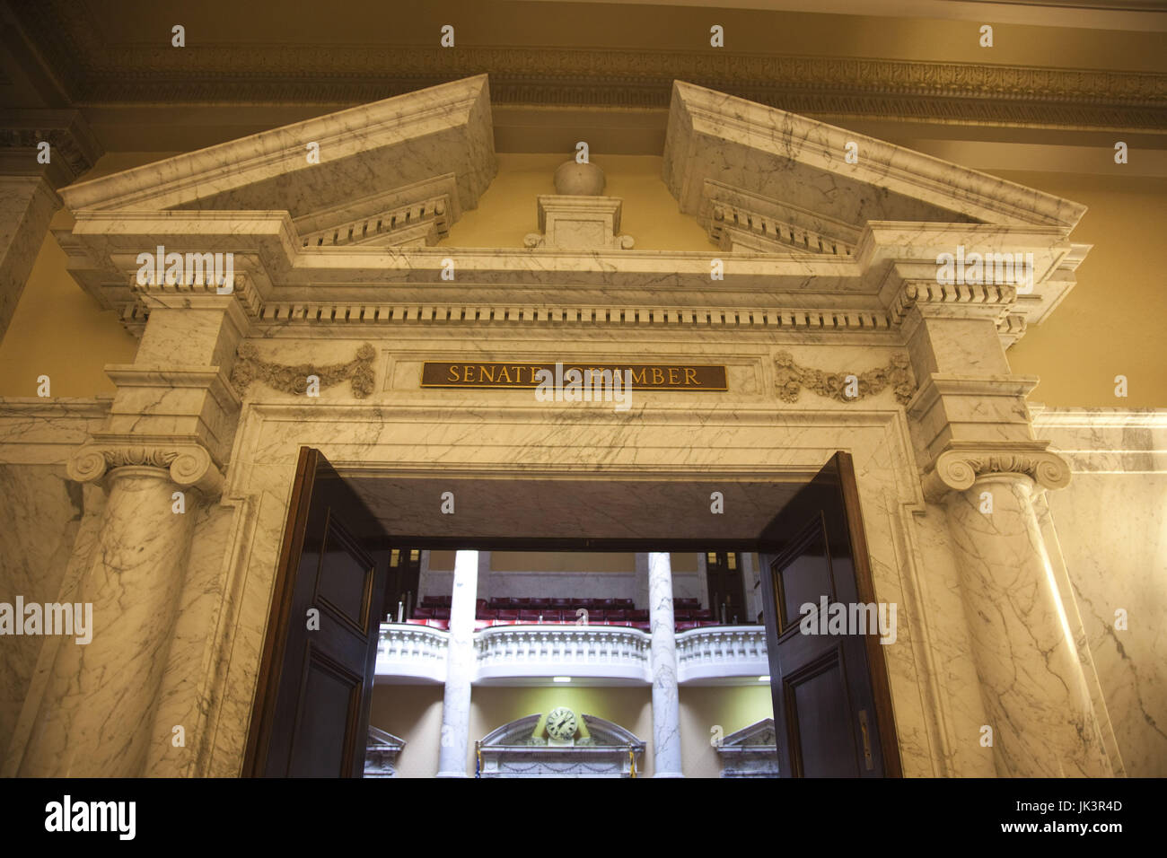 USA, Maryland, Annapolis, Maryland State Capitol building, Senate legislative chamber Stock Photo