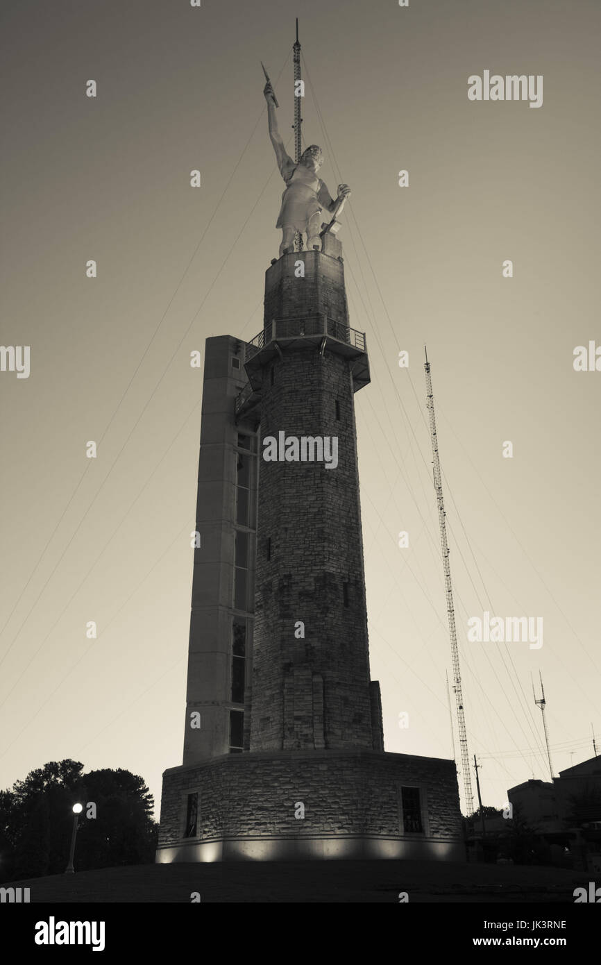 USA, Alabama, Birmingham, Vulcan Park, Vulcan Statue, second tallest statue in the US, dusk Stock Photo