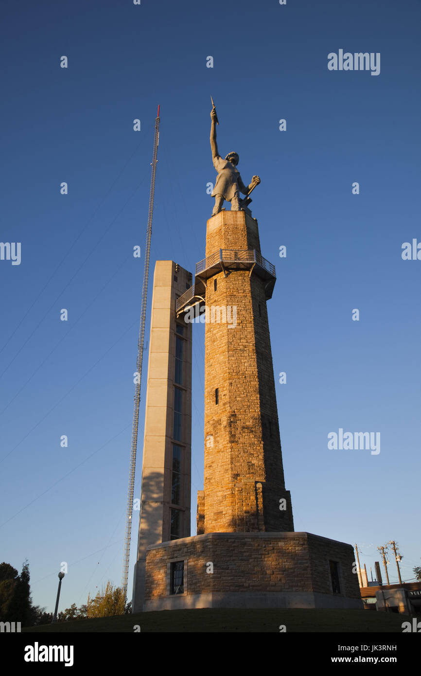 USA, Alabama, Birmingham, Vulcan Park, Vulcan Statue, second tallest statue in the US, dawn Stock Photo
