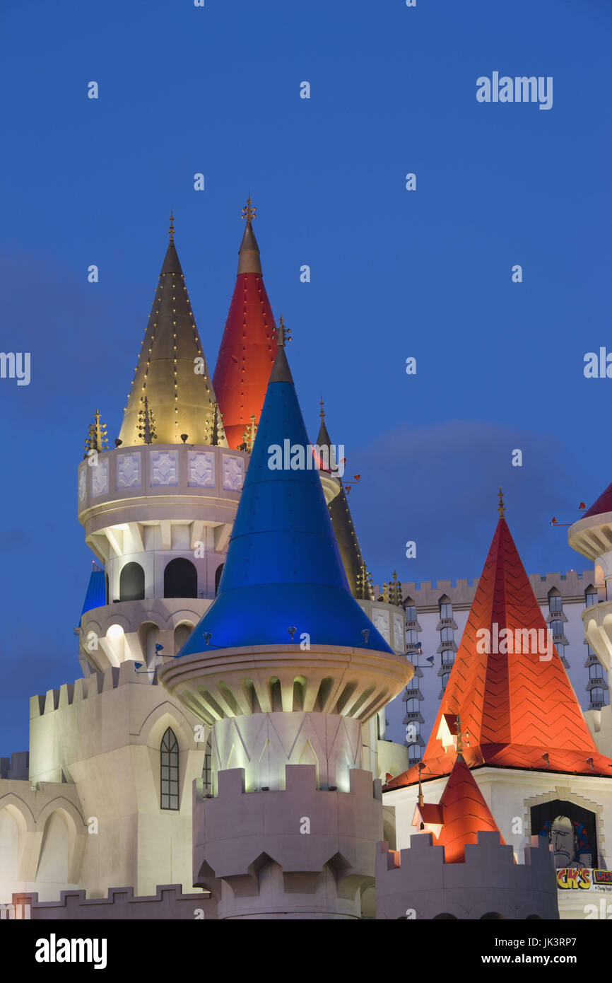USA, Nevada, Las Vegas, towers of Excalibur Casino, dawn Stock Photo