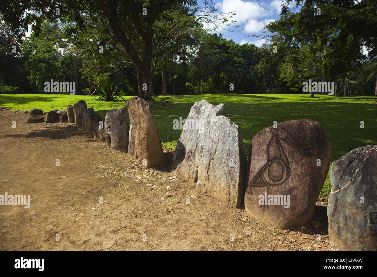 Puerto Rico, North Coast, Karst Country, Utuado, Parque Ceremonial Indigena de Caguana, monoliths at ancient Taino people's ceremonial site Stock Photo