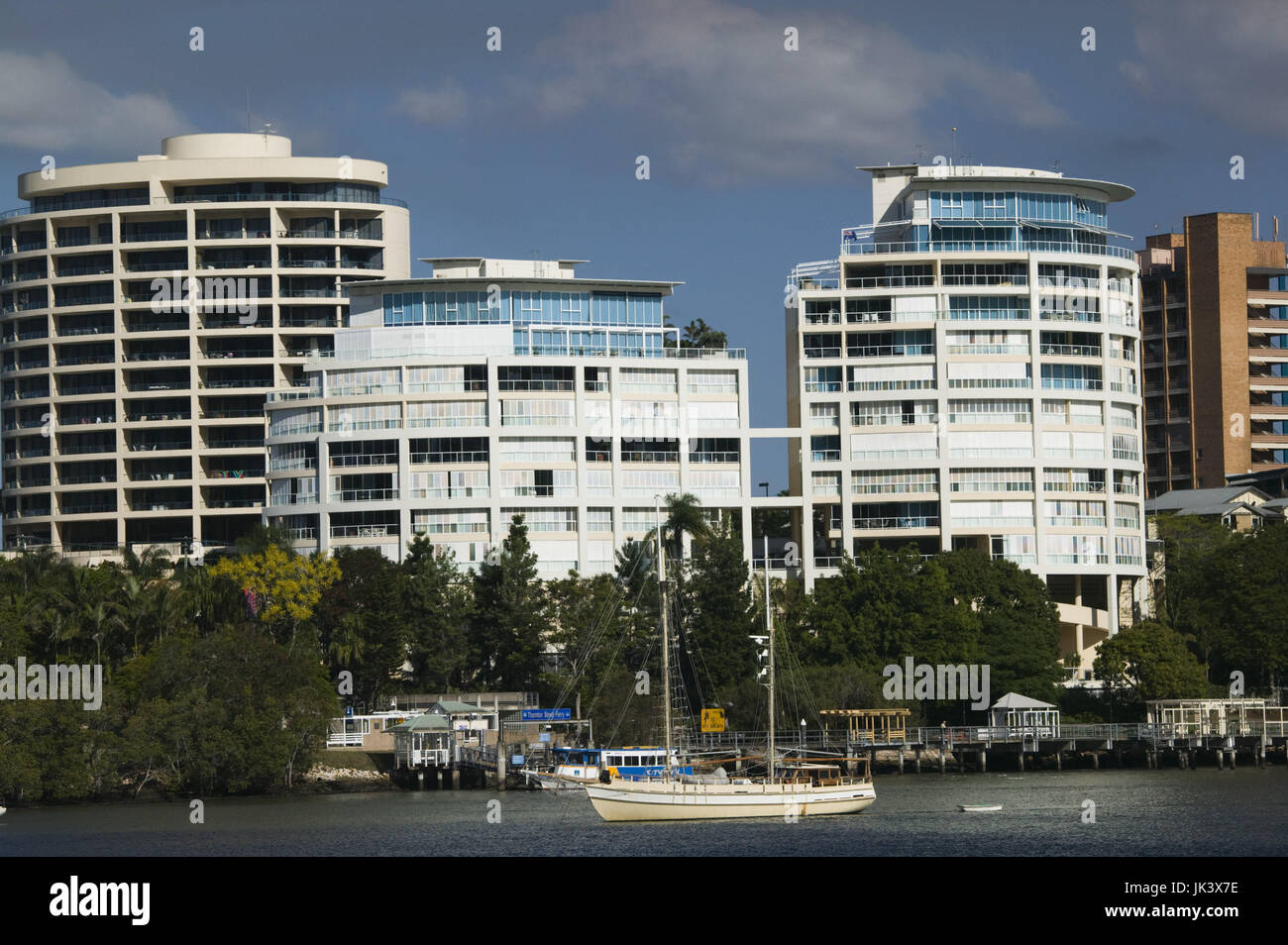 Australia, Queensland, Brisbane, View towards Kangaroo Point from Riverside Centre, Stock Photo