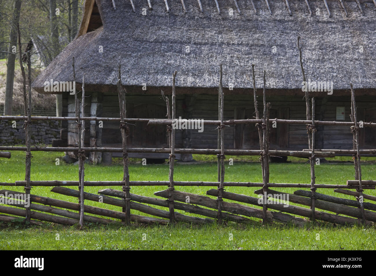 Estonia, Tallinn, Rocca Al Mare village, Estonian Open Air Museum, wooden fence Stock Photo