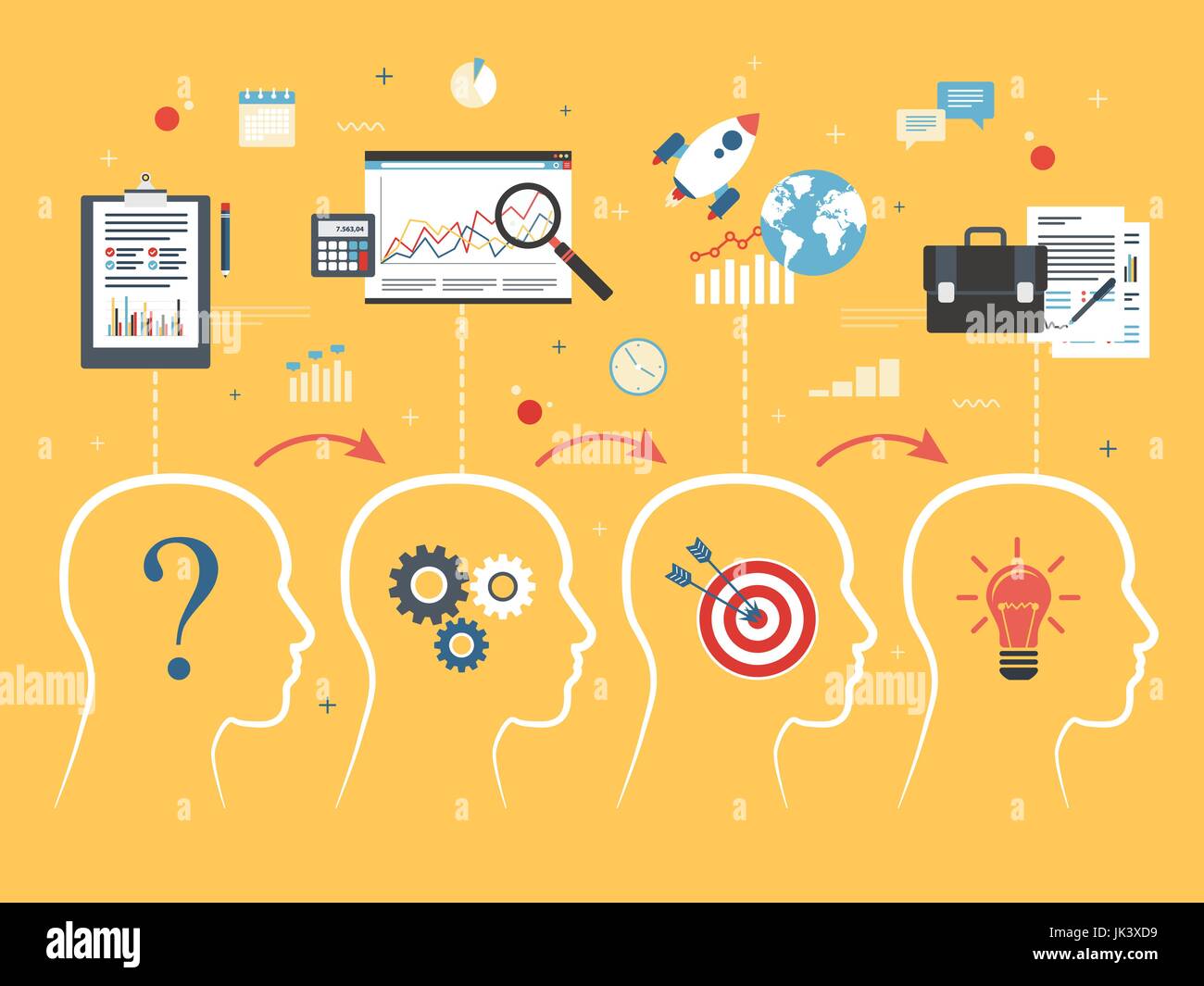 Illustration of people, business strategy thinking, startup and investment, innovation and