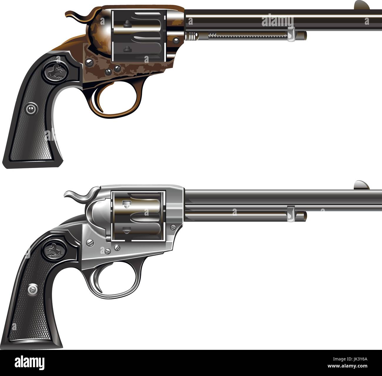 two vector illustration of a revolver Marshall different colors Stock Vector