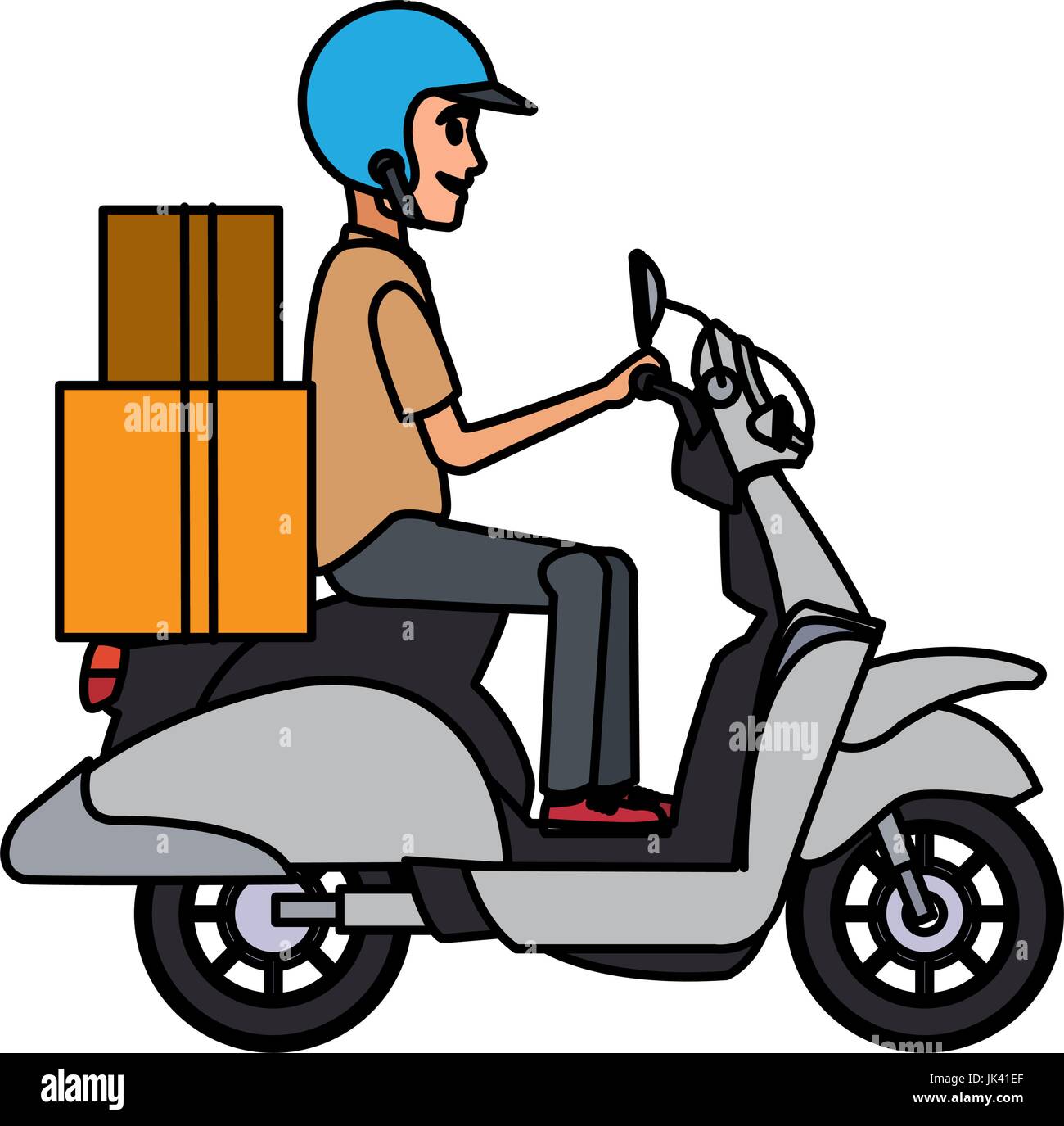 delivery boy ride scooter motorcycle service order shipping Stock Vector