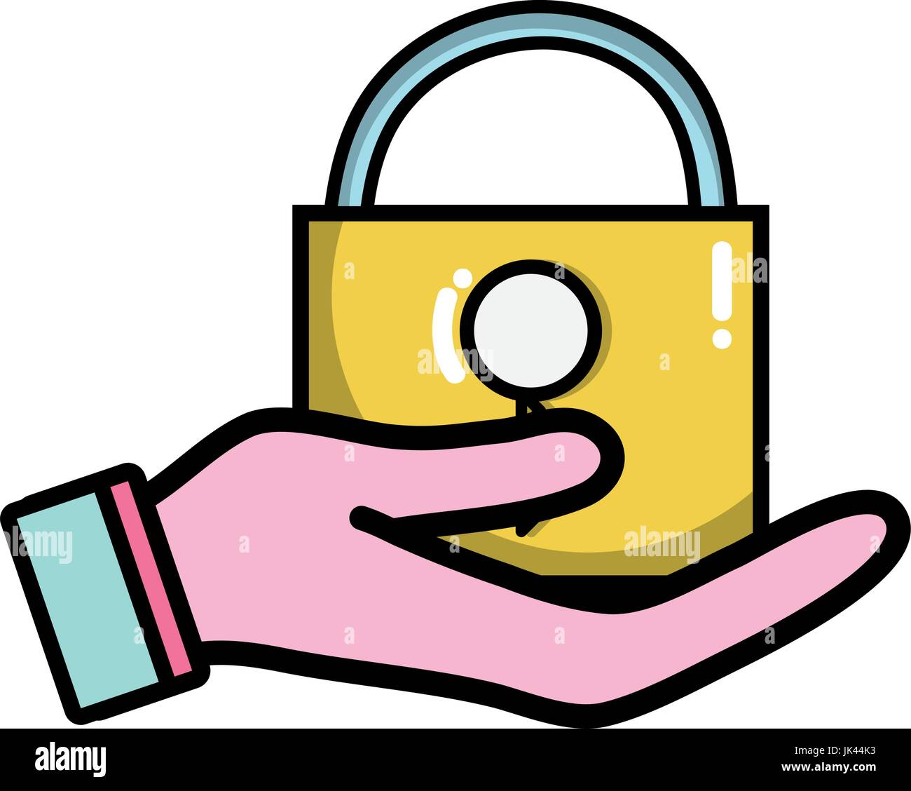 hand with padlock security key to protection Stock Vector Image & Art ...