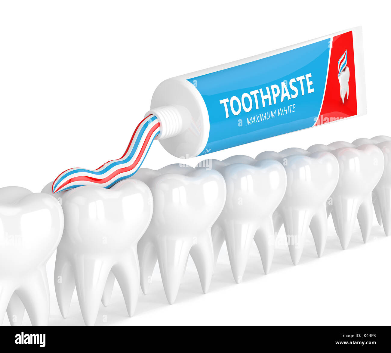 3d render of toothbrush cleaning teeth isolated over white background ...