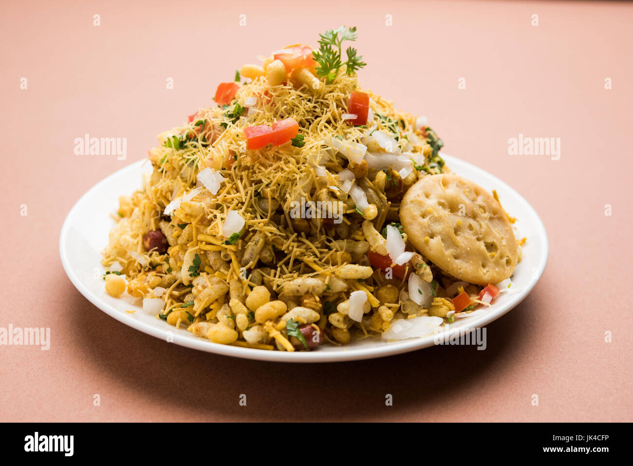 Bhel Puri Popular Mumbai street food served with coriander and