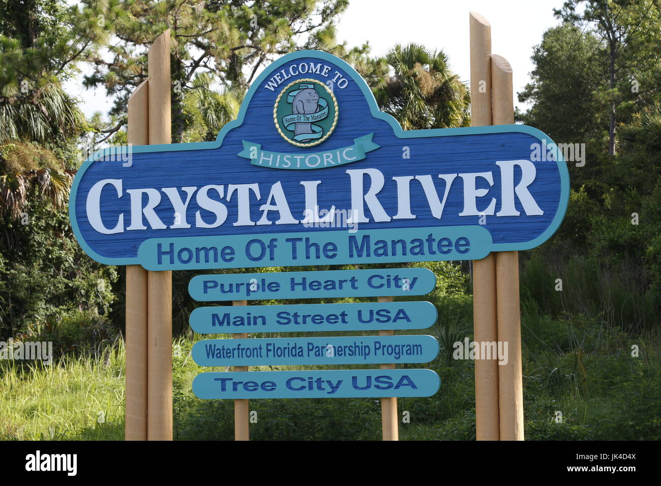to Crystal River, Florida sign Stock Photo Alamy