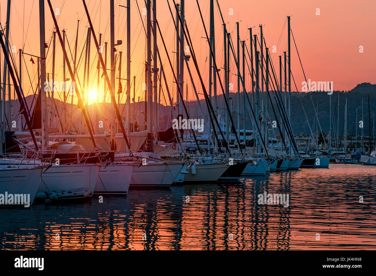 Sailboats In The Harbor In Mild Sunset Light Beautiful View On The Luxury Water Transport In The Dock Summer Vacation In Marmaris Turkey Stock Photo Alamy