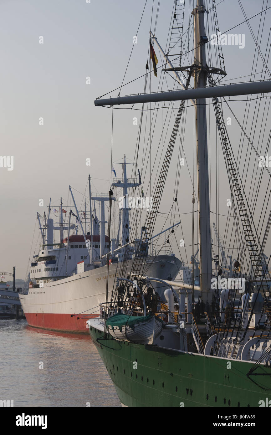 Germany, State of Hamburg, Hamburg, museum ships Rickmer Rickmers and Cap San Diego, Stock Photo