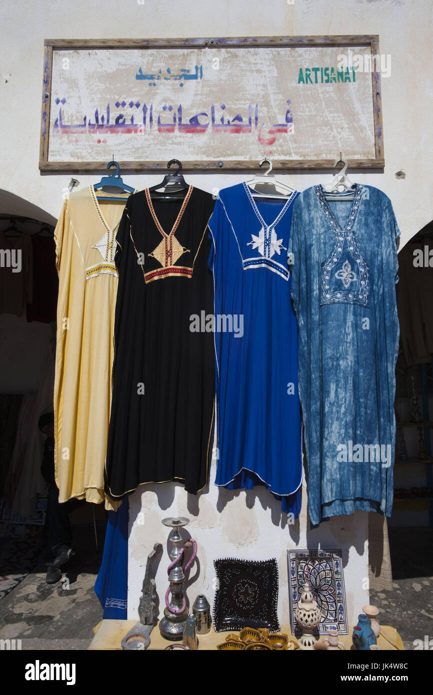 Tunisia, Sahara Desert, Douz, souq-market, souvenir clothes Stock Photo