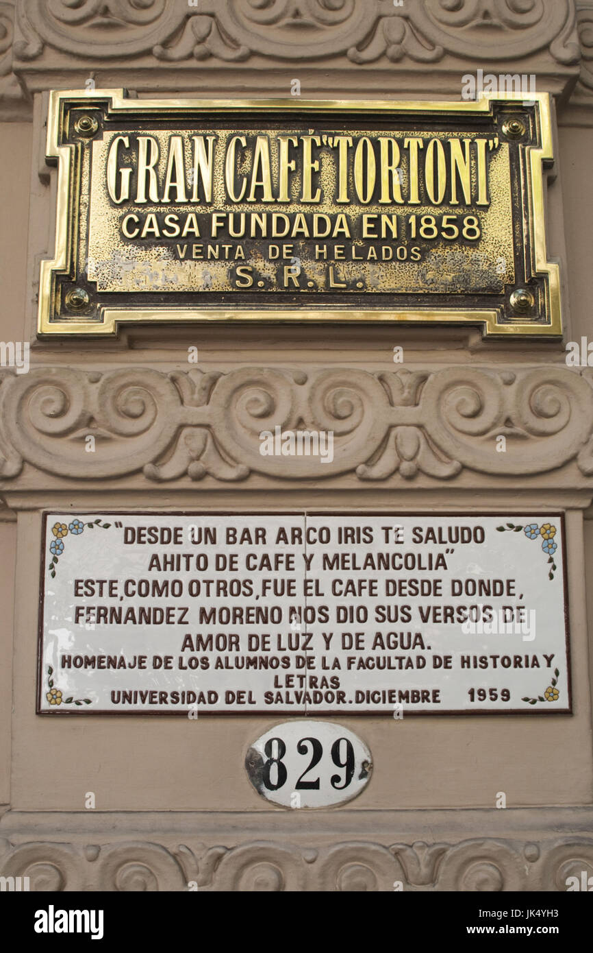 Argentina, Buenos Aires, Cafe Tortoni, famous tango cafe Stock Photo