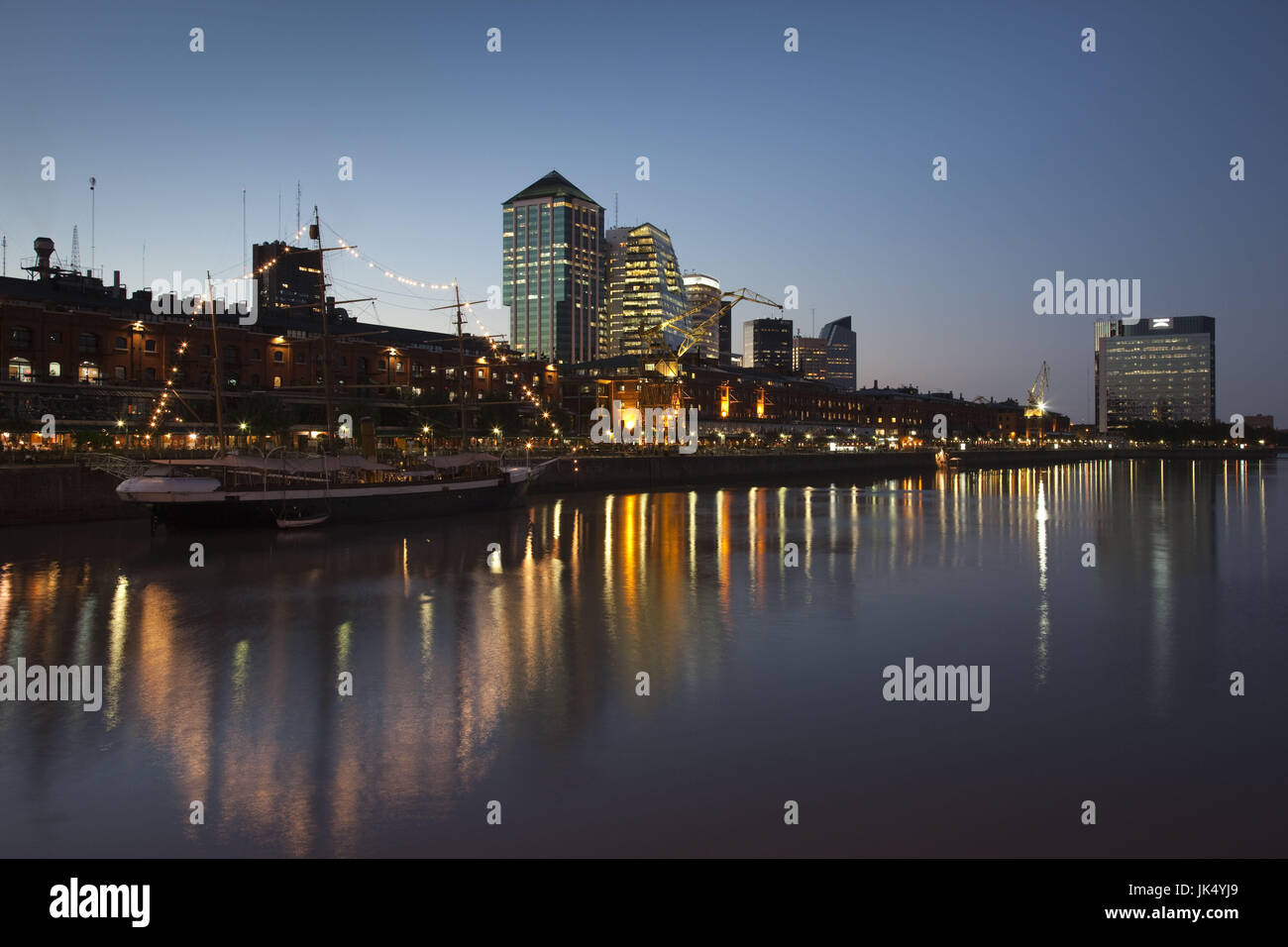 Argentina, Buenos Aires, Puerto Madero, highrise buildings, dusk Stock Photo