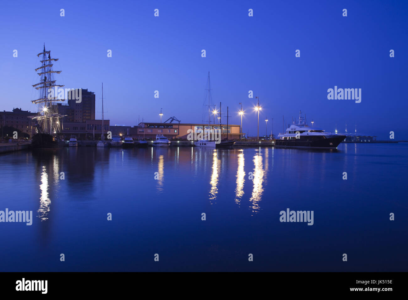 Italy, Sardinia, Cagliari, harborfront, dawn Stock Photo