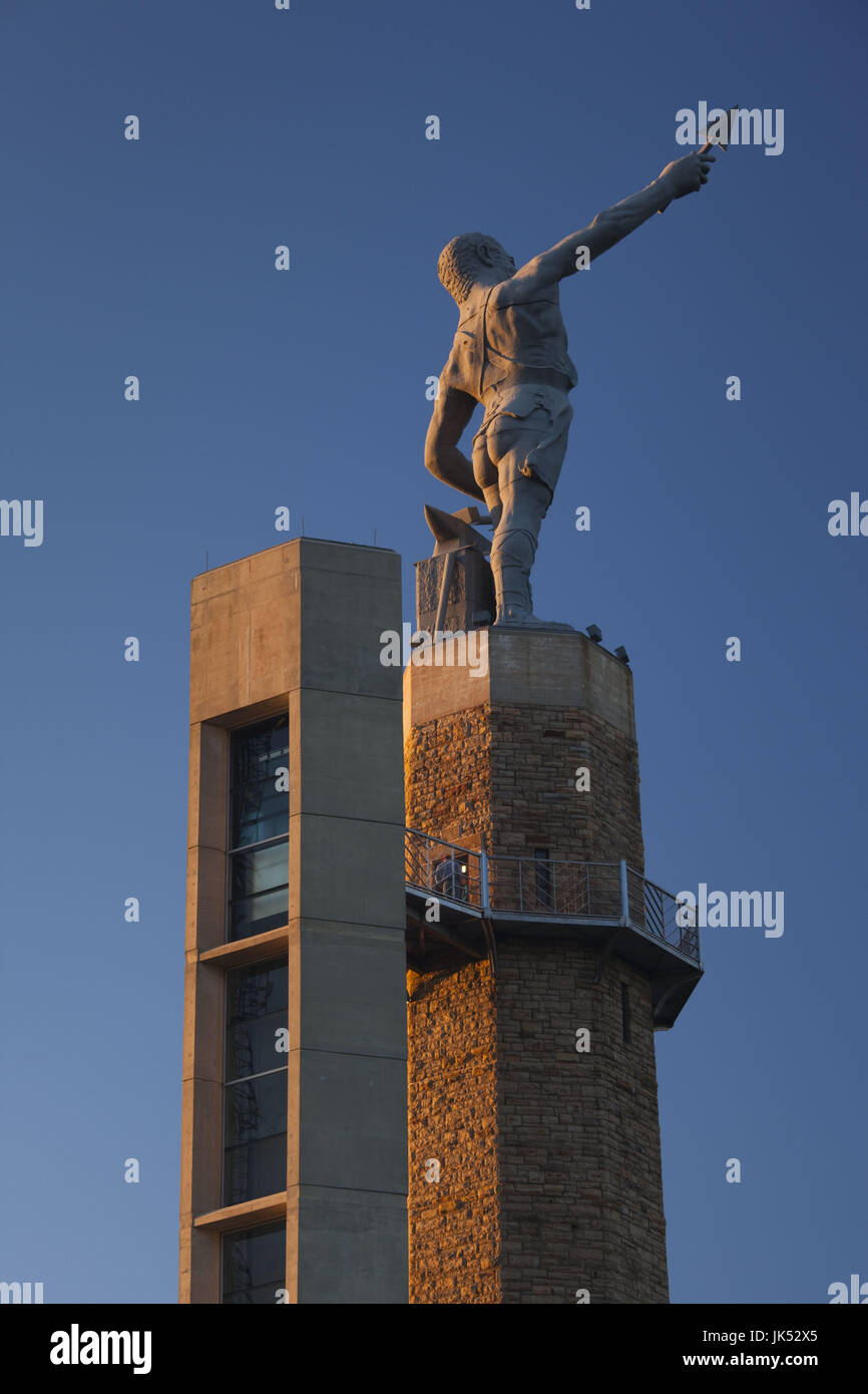 USA, Alabama, Birmingham, Vulcan Park, Vulcan Statue, second tallest statue in the US, sunset Stock Photo
