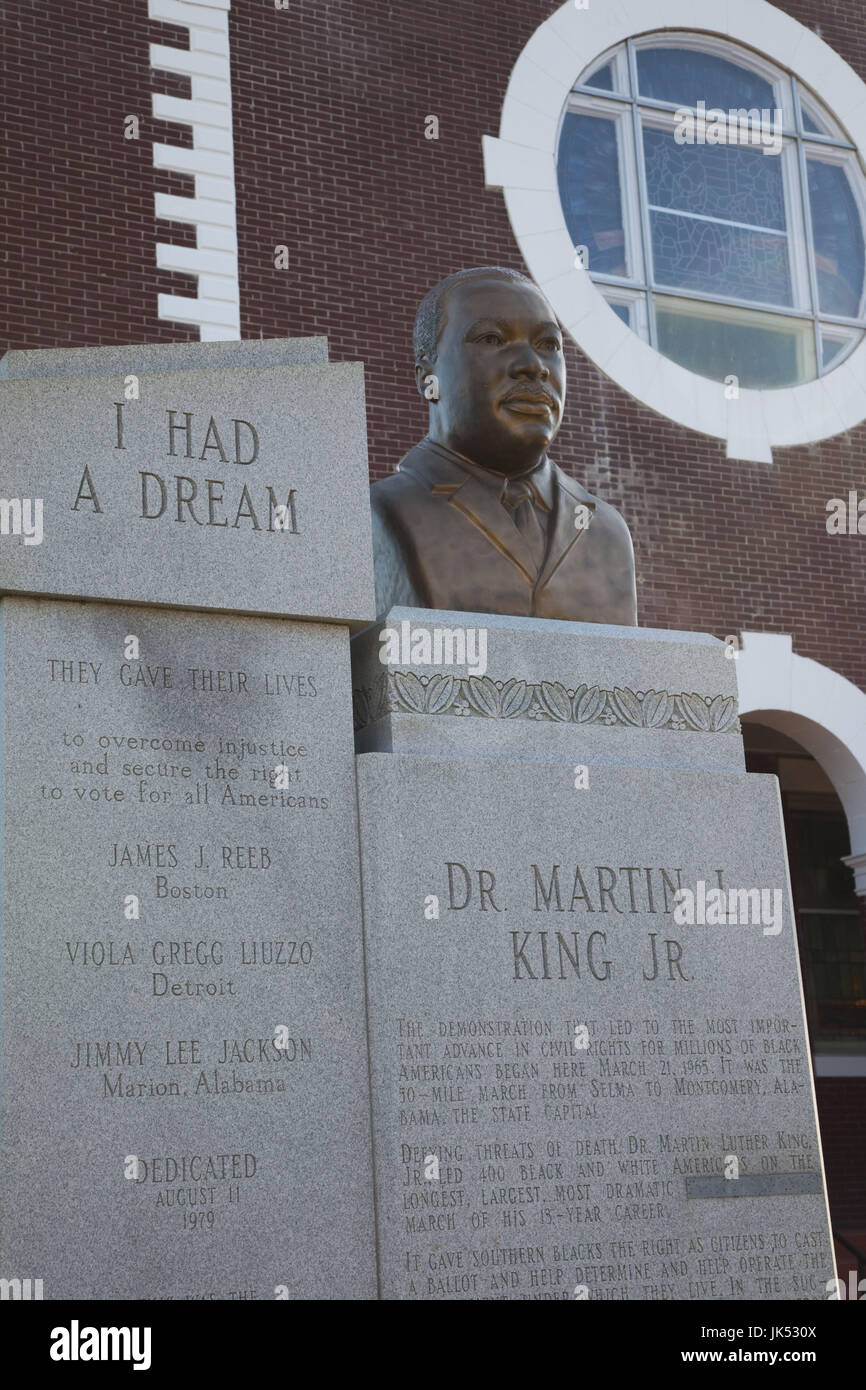 USA, Alabama, Selma, Brown Chapel AME Church, Civil Rights struggle site, bust of Rev. Martin Luther King, Jr. Stock Photo