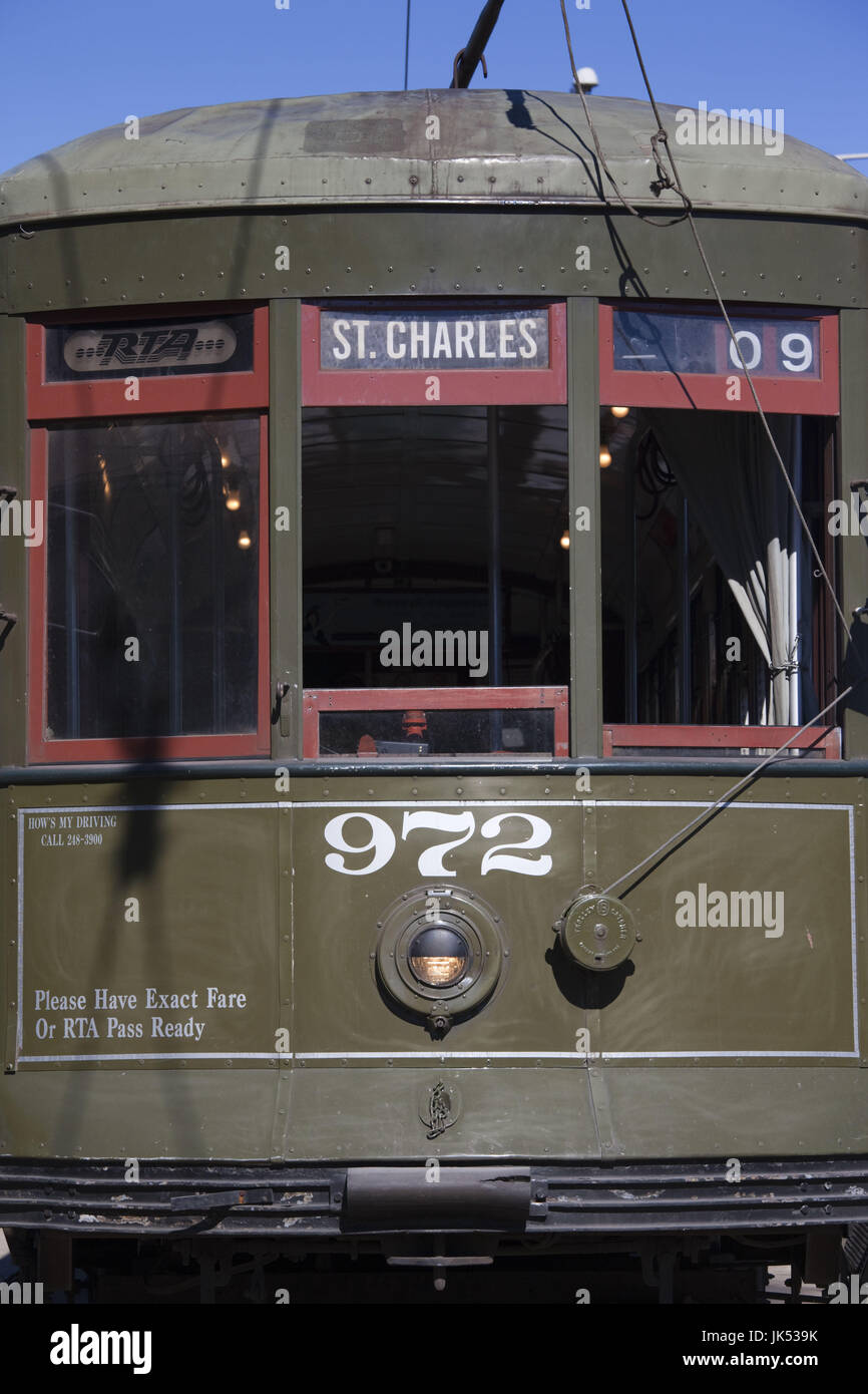 USA, Louisiana, New Orleans, streetcar, St. Charles Avenue Stock Photo