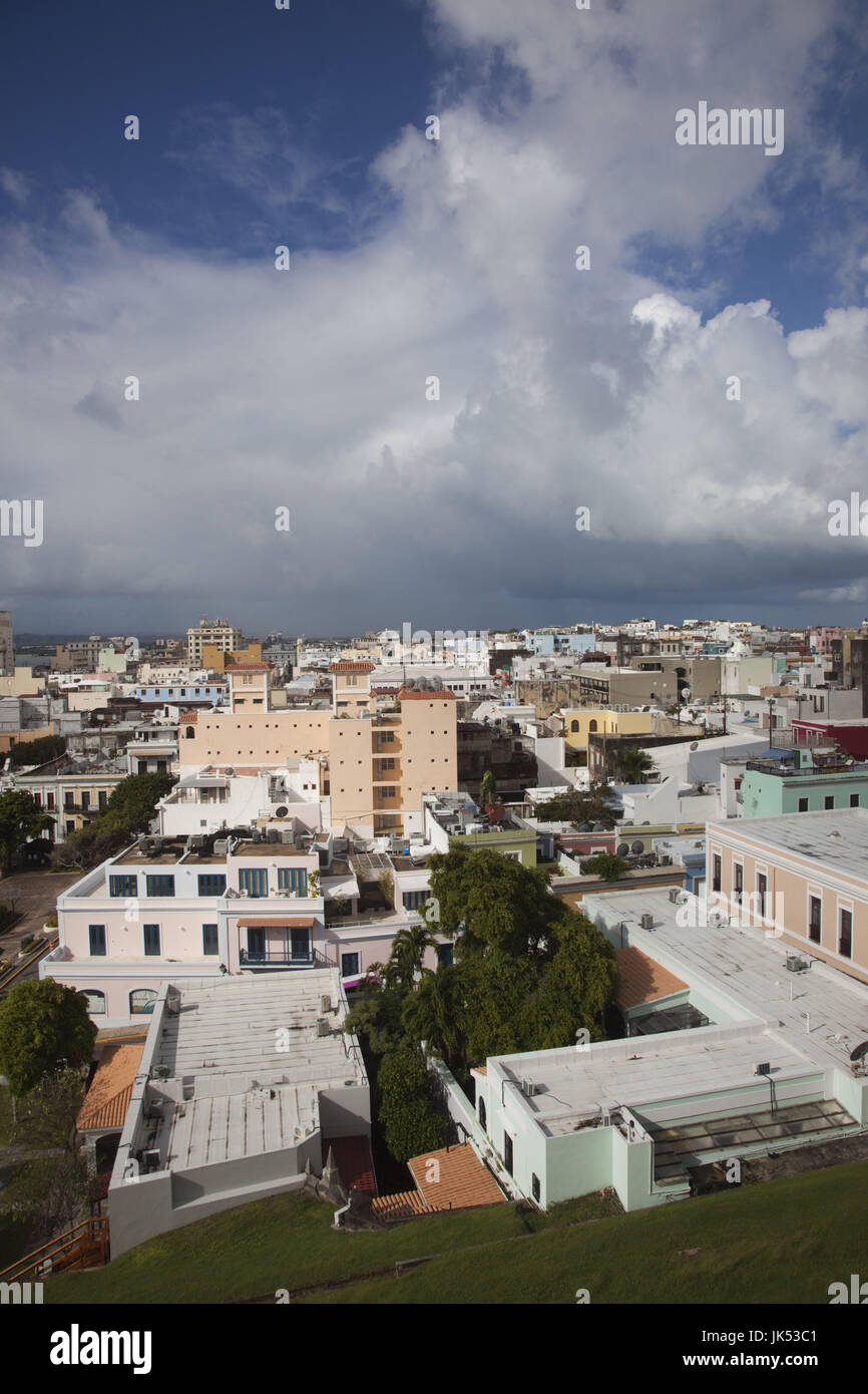 Puerto Rico, San Juan, Old San Juan, elevated city view from Fort San Cristobal Stock Photo