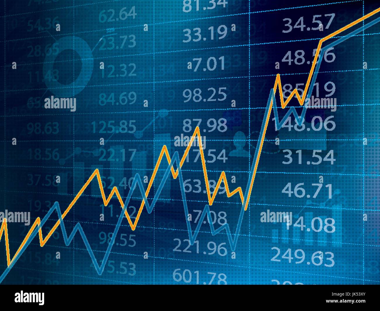 Business graph with arrow showing profits and gains financial on the stock exchange. Stock Vector