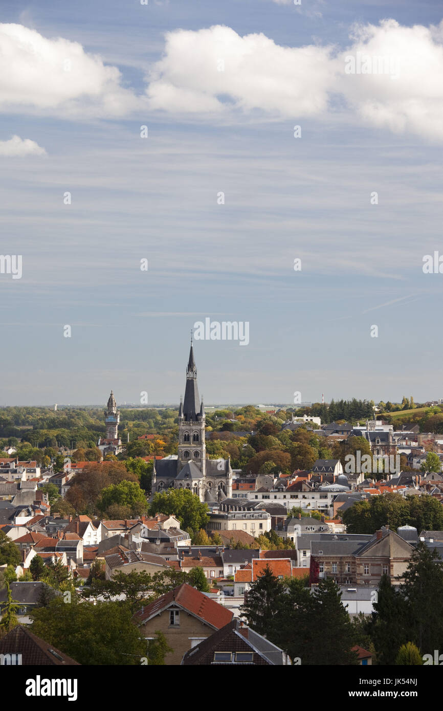 France, Marne, Champagne Region, Epernay, town overview with Eglise Notre Dame church Stock Photo
