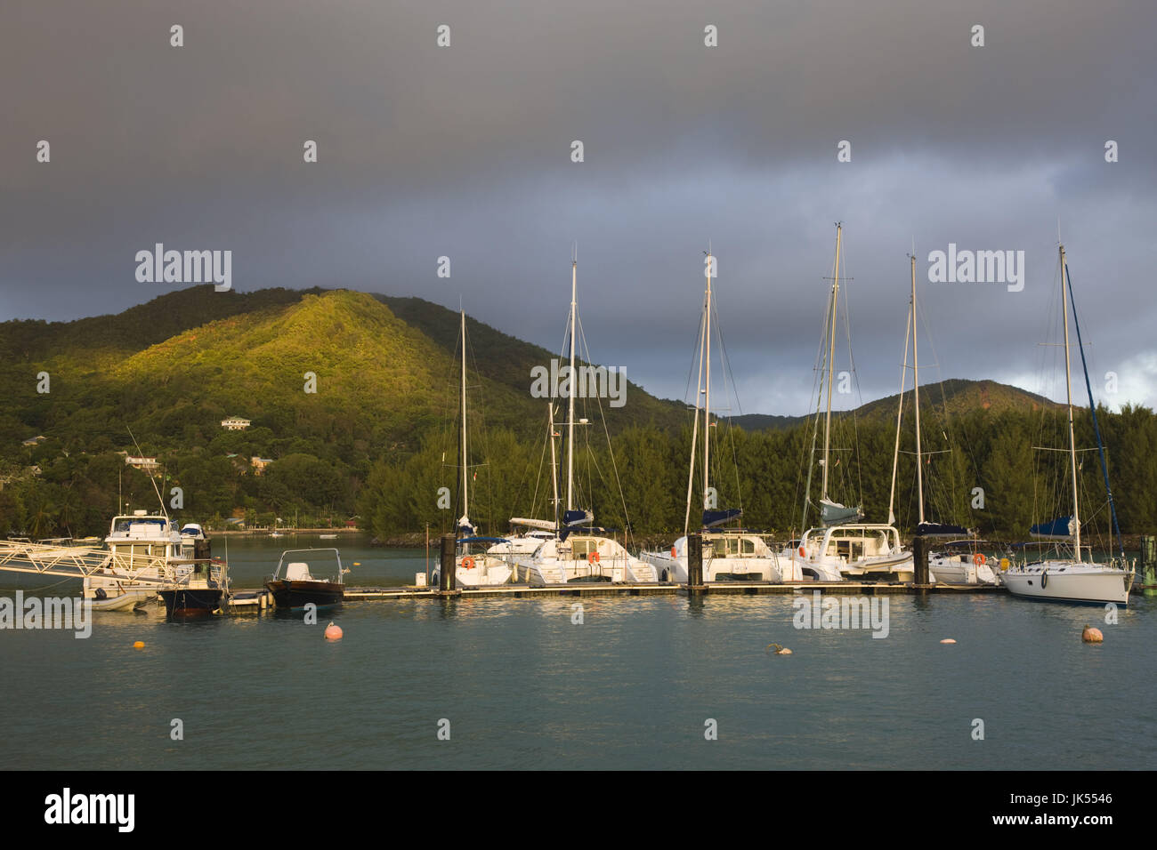 Seychelles, Praslin Island, Baie SteAnne, yacht harbor Stock Photo Alamy