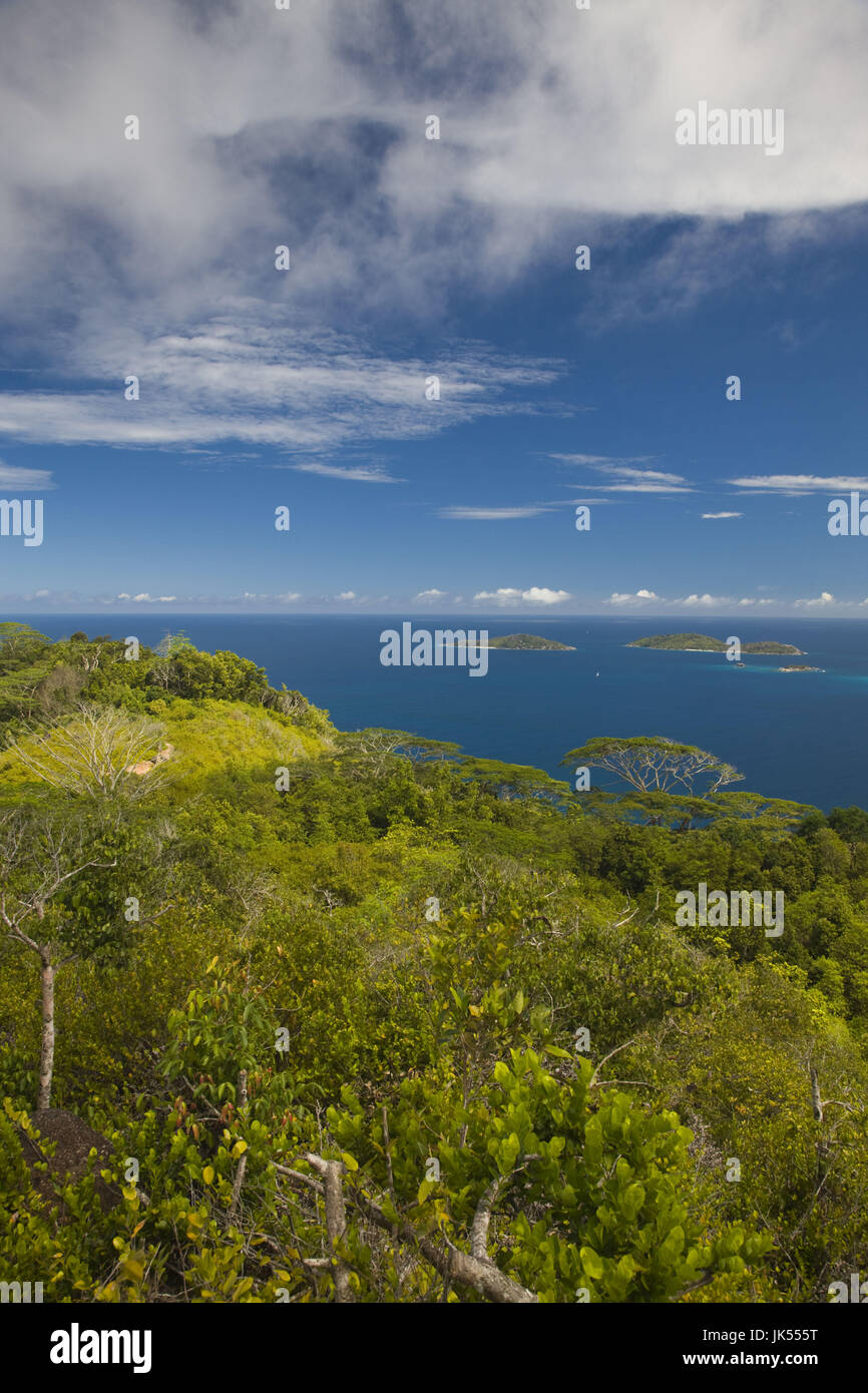 Seychelles, La Digue Island, Island view from Nid d' Aigle Peak (el. 333 meters) Stock Photo