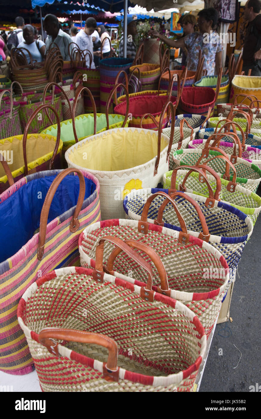 France, Reunion Island, St-Paul, Seafront Market, Reunion-made handbags Stock Photo