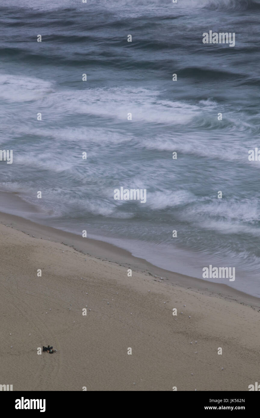 Australia, Queensland, Gold Coast, Surfer's Paradise, Morning overhead view of Surfer's Paradise Beach Waves, Long Exposure Blur, Stock Photo