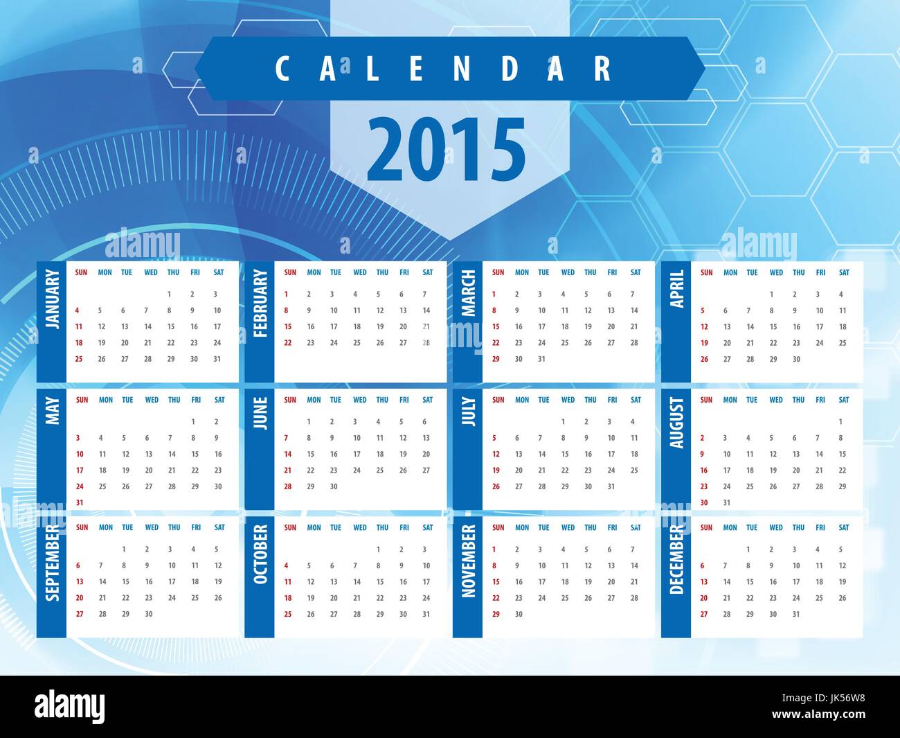 Calendar 2015 with futuristic technology designs Stock Vector Image
