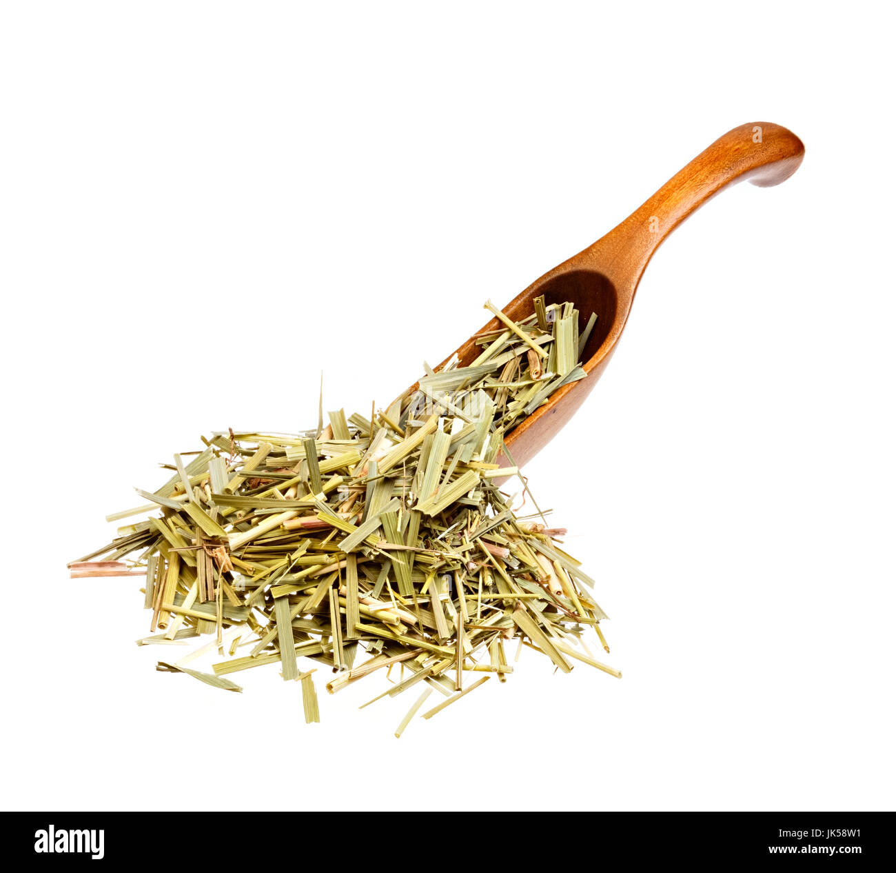 Dried Sweetgrass Hierochloe on the wooden spoon. Stock Photo