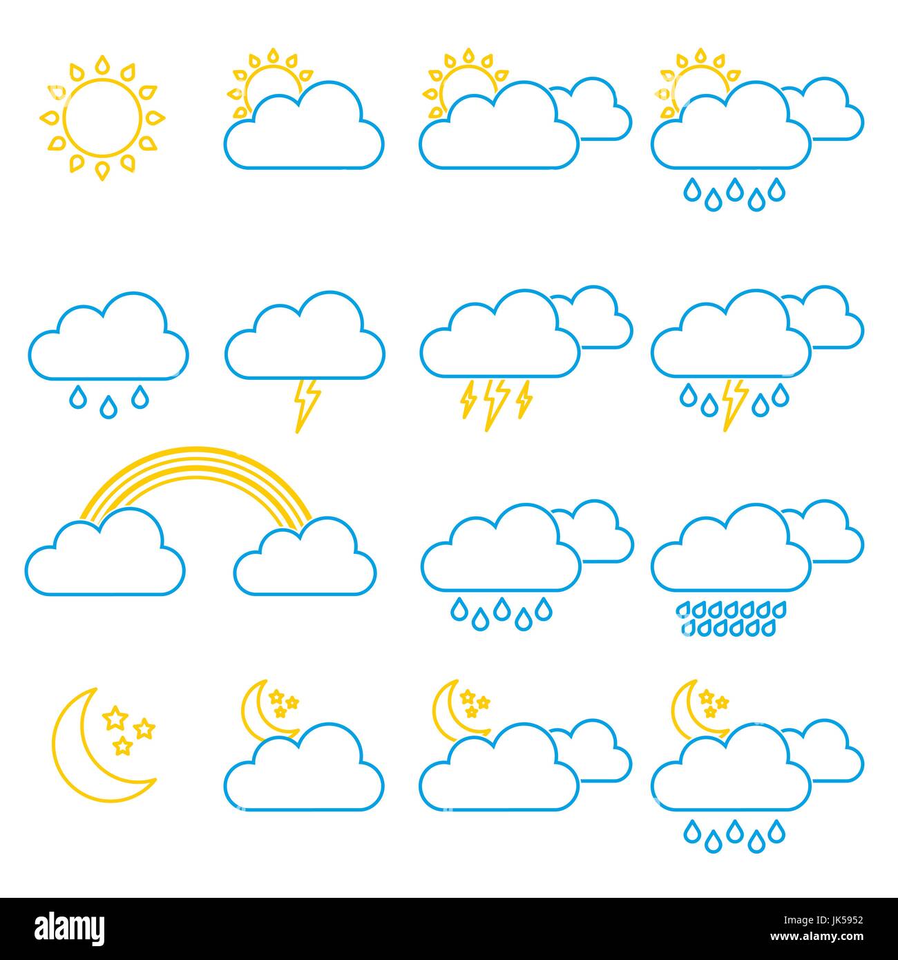 Set of icons meteorology, climate and weather, widget  template. Stock Vector