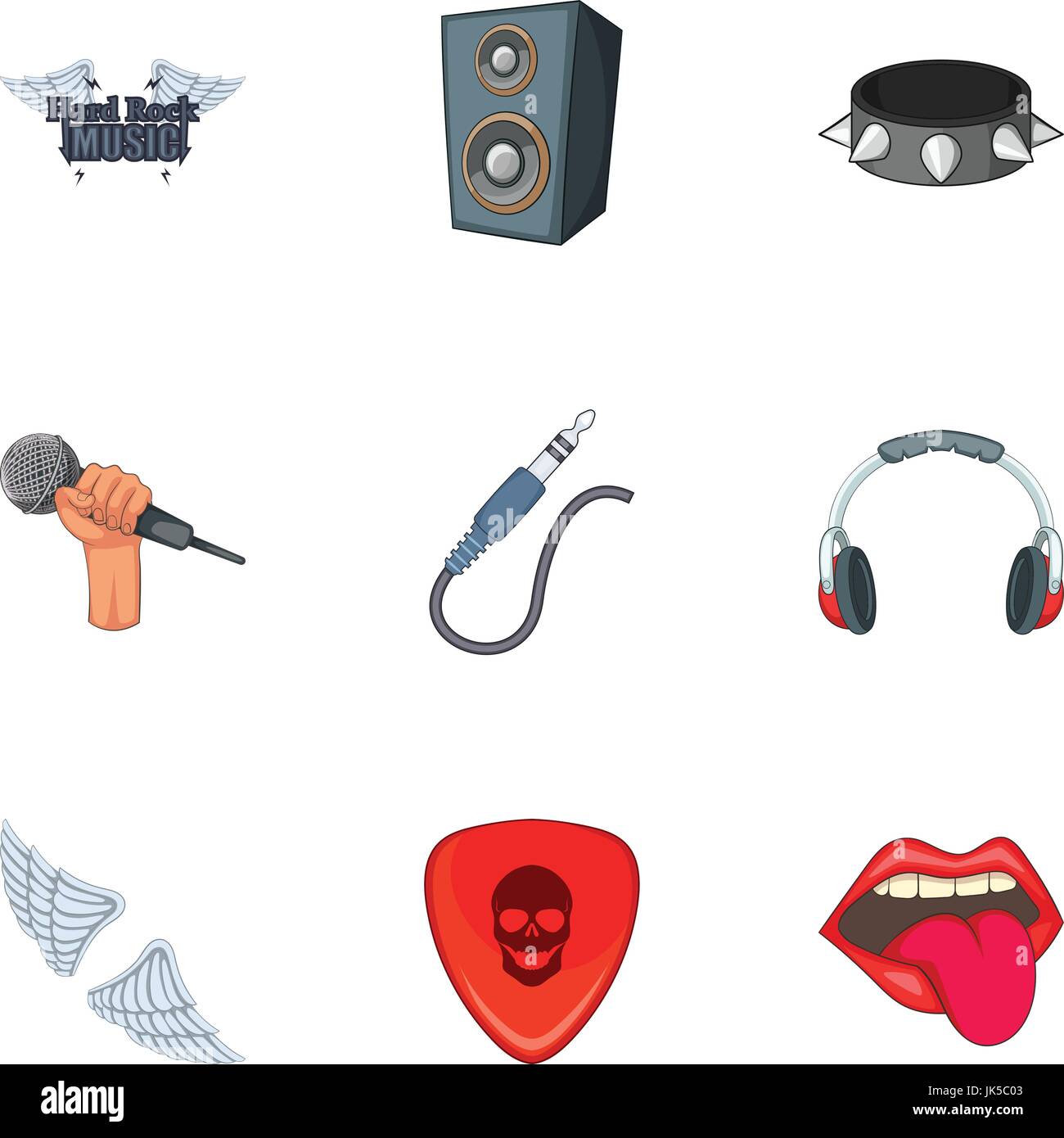 Hard rock things icons set. Cartoon set of 9 hard rock things vector ...