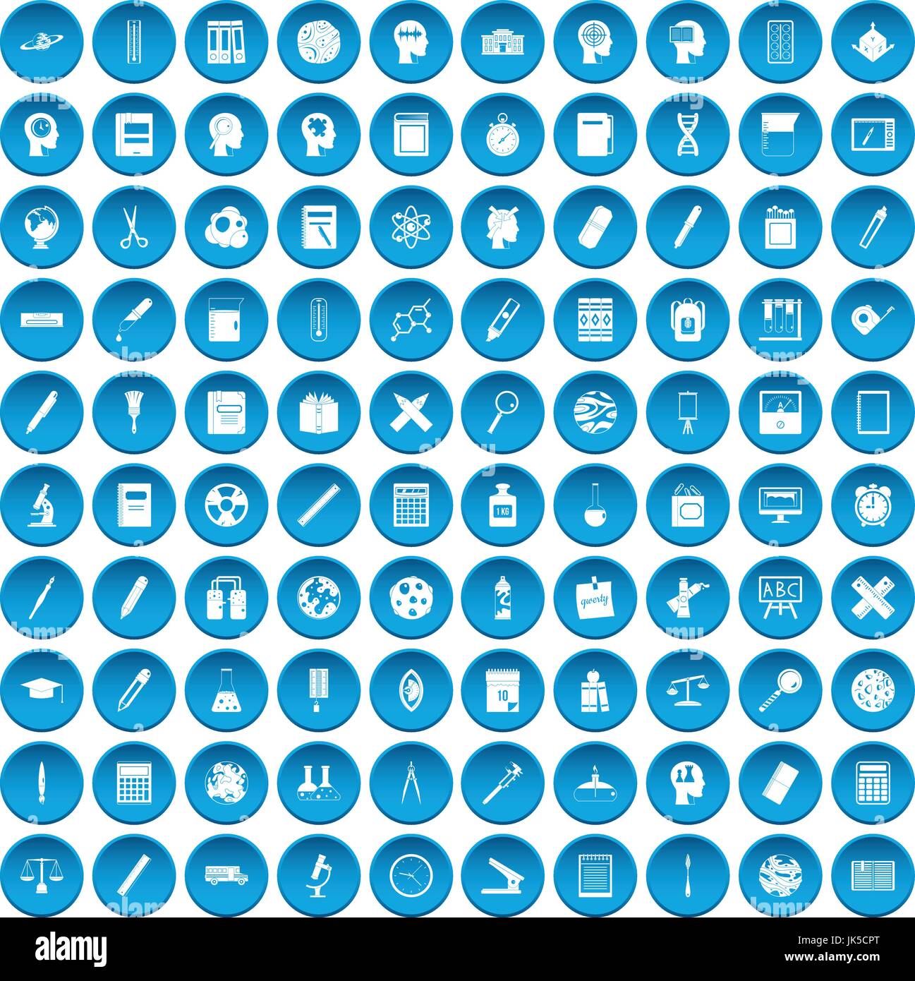 100 learning icons set in blue circle isolated on white vector ...