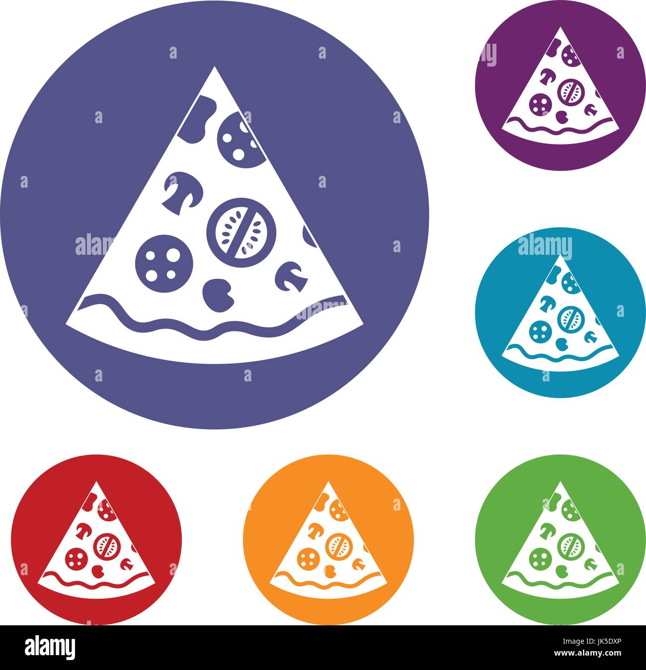 Pizza slice icons set in flat circle red, blue and green color for web  Stock Vector Image \u0026 Art - Alamy, image size:1300x1349