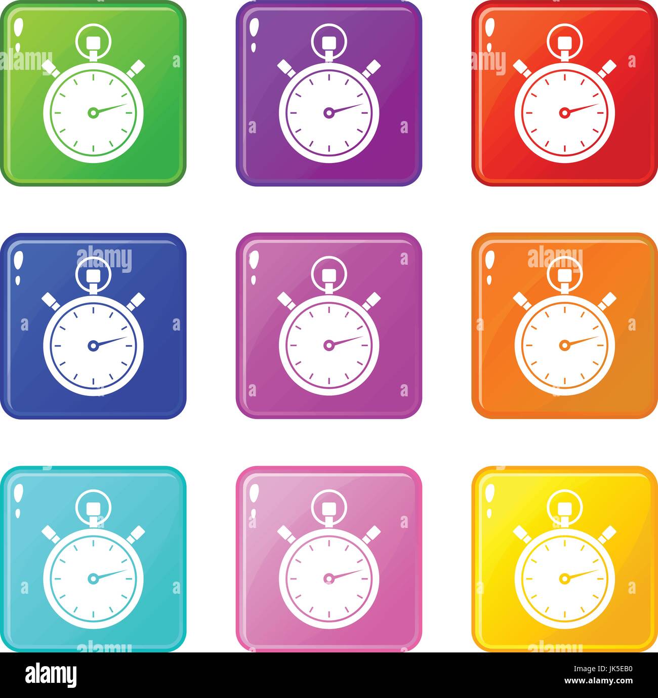 Stopwatch icons of 9 color set isolated vector illustration Stock ...
