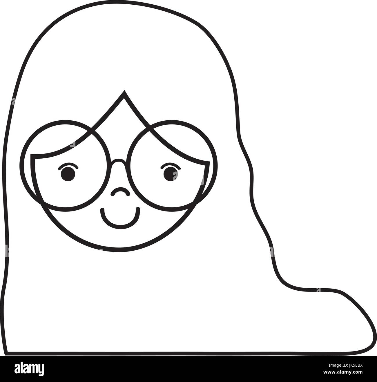 line girl face with glasses and hairstyle design Stock Vector