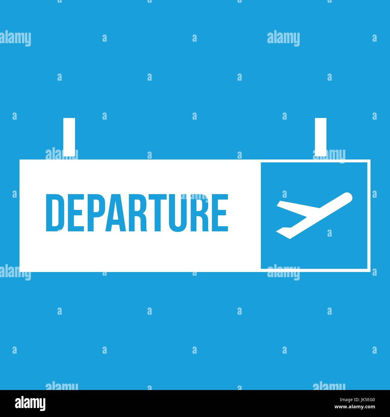 Airport departure sign icon white isolated on blue background vector illustration Stock Vector
