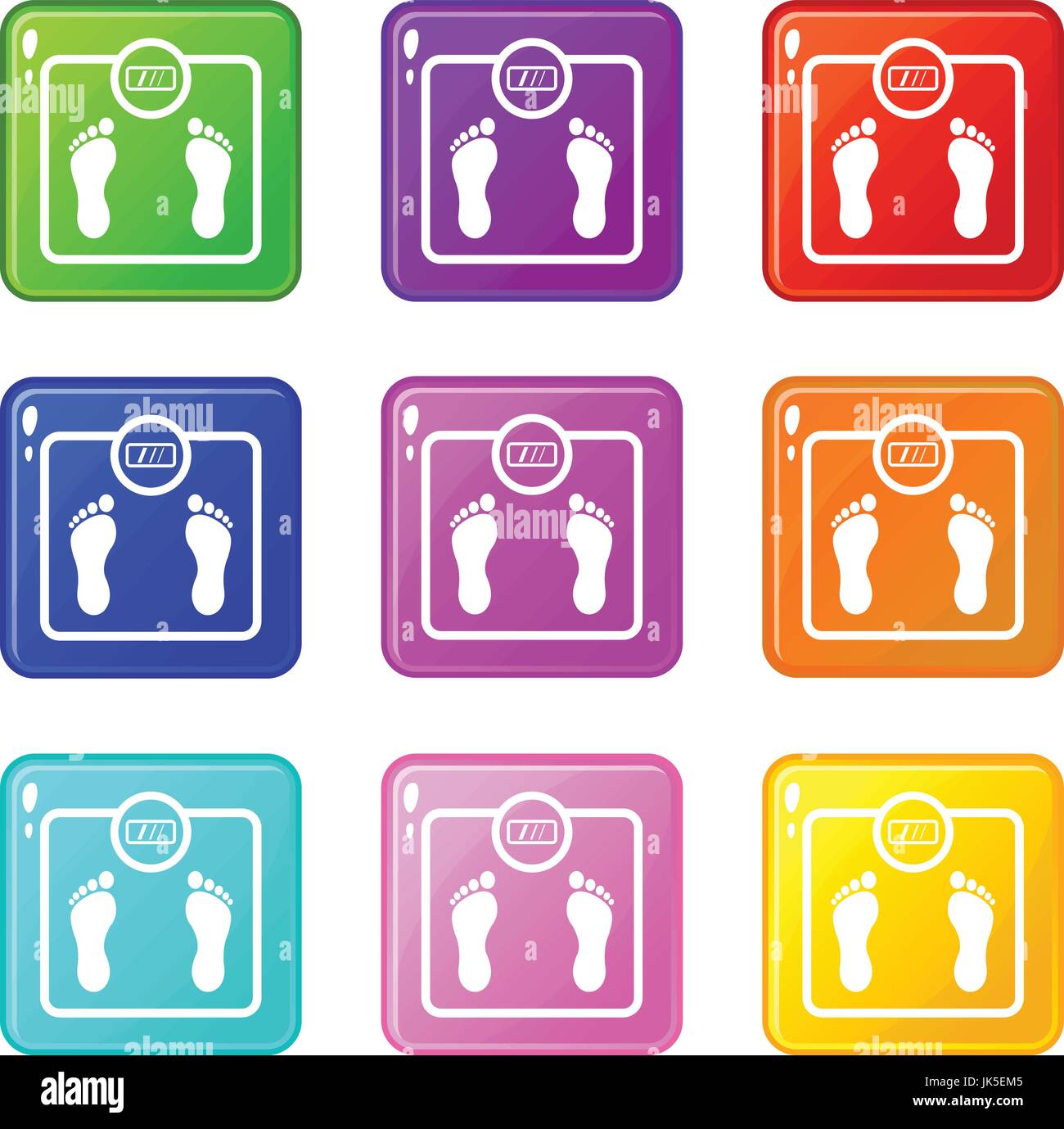 Floor scales icons of 9 color set isolated vector illustration Stock ...